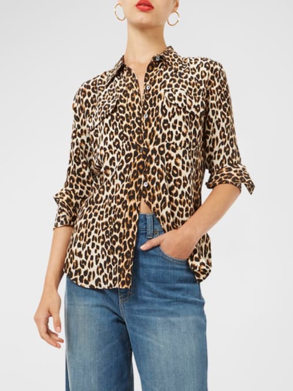 NWOT Equipment Femme Leopard Silk Button Down Blouse - XS